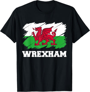 Wrexham Wales City Cymru, Welsh Flag Dragon T-Shirt - T-Shirt | Black
