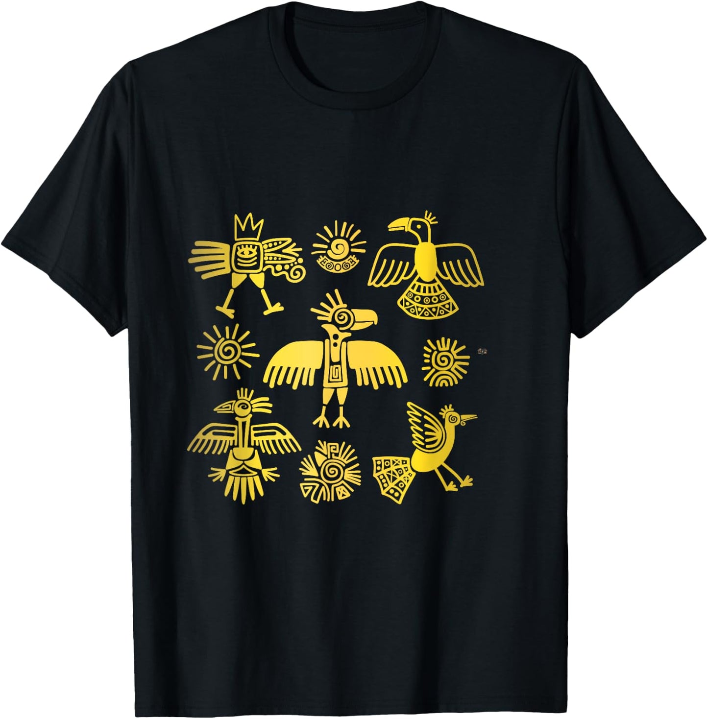 Ancient Ethnic Aztec Birds Symbol People Civilization Gift T-Shirt - T-Shirt | Black