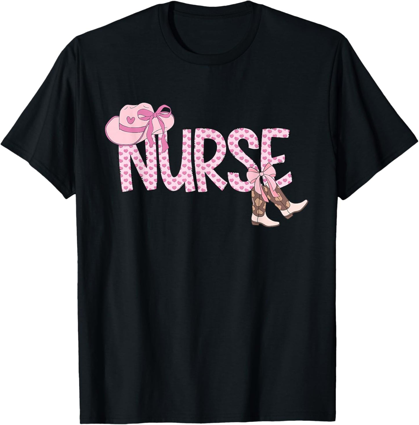 Pink Coquette Western cowgirl Nurse Nursing T-Shirt - T-Shirt | Black