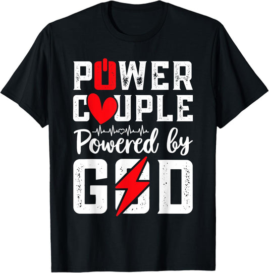 Power Couple Christian Couple Matching Christ Jesus Faith Fa , Small, Black T-Shirt - T-Shirt | Black