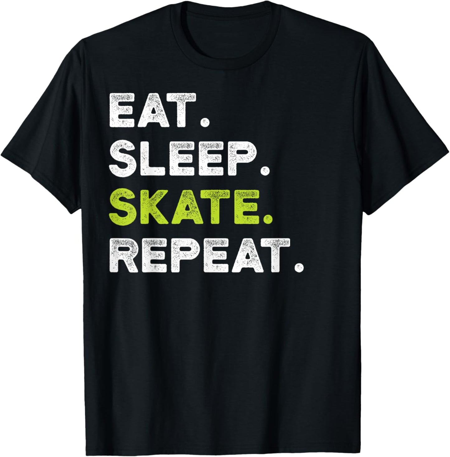 Eat Sleep Skate Repeat Skating Skater Ice Roller Funny Retro T-Shirt - T-Shirt | Black