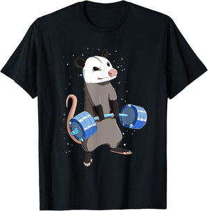 Funny Weightlifting Opossum T-Shirt - T-Shirt | Black