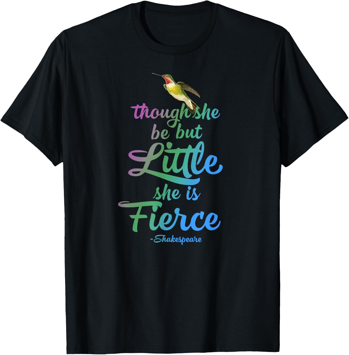 Though She be but Little She is Fierce Girl Power Gift T-Shirt - T-Shirt | Black