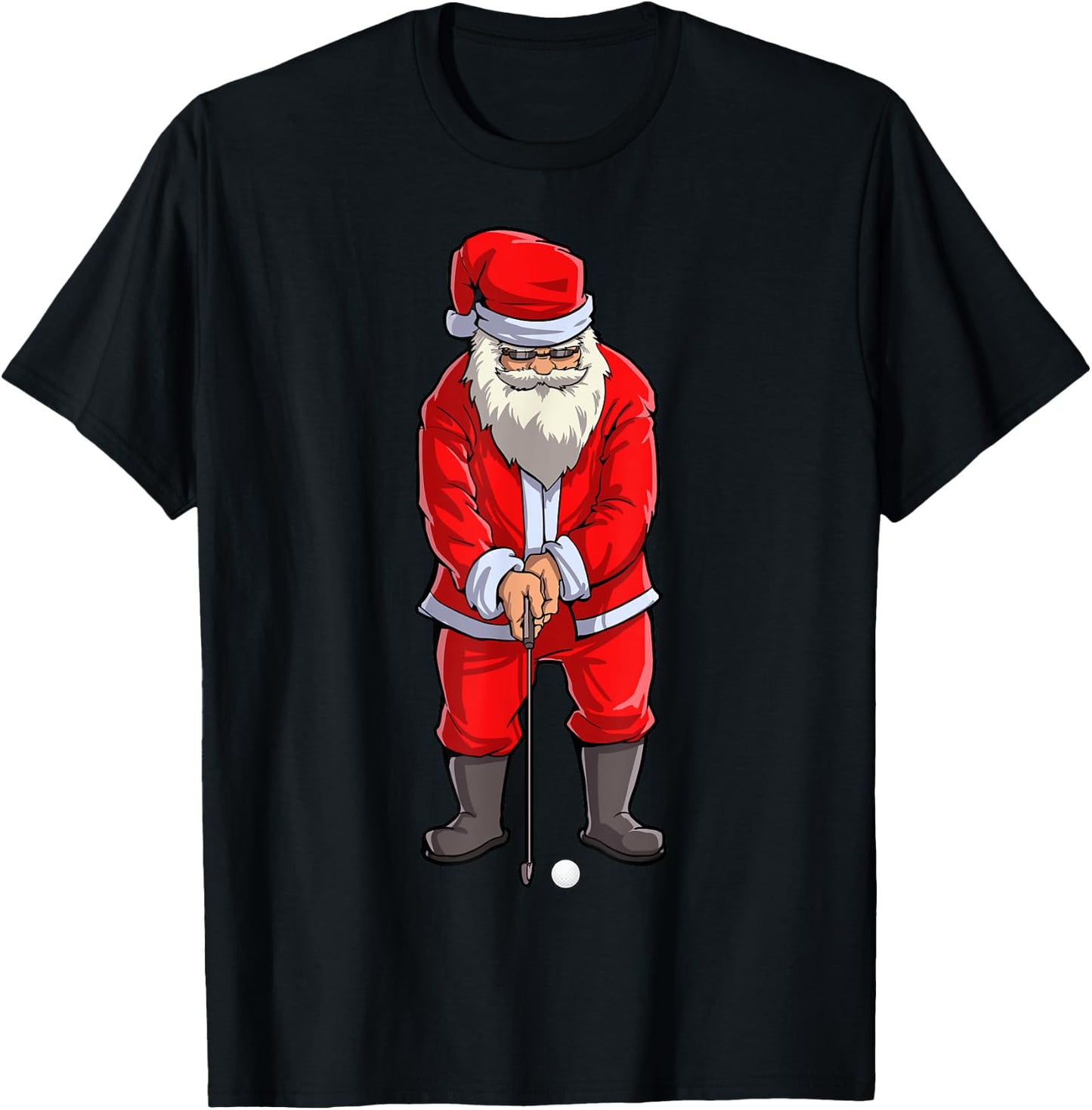 Santa Golf Club And Ball Sport Christmas Boys Golfer Golfing T-Shirt - T-Shirt | Black