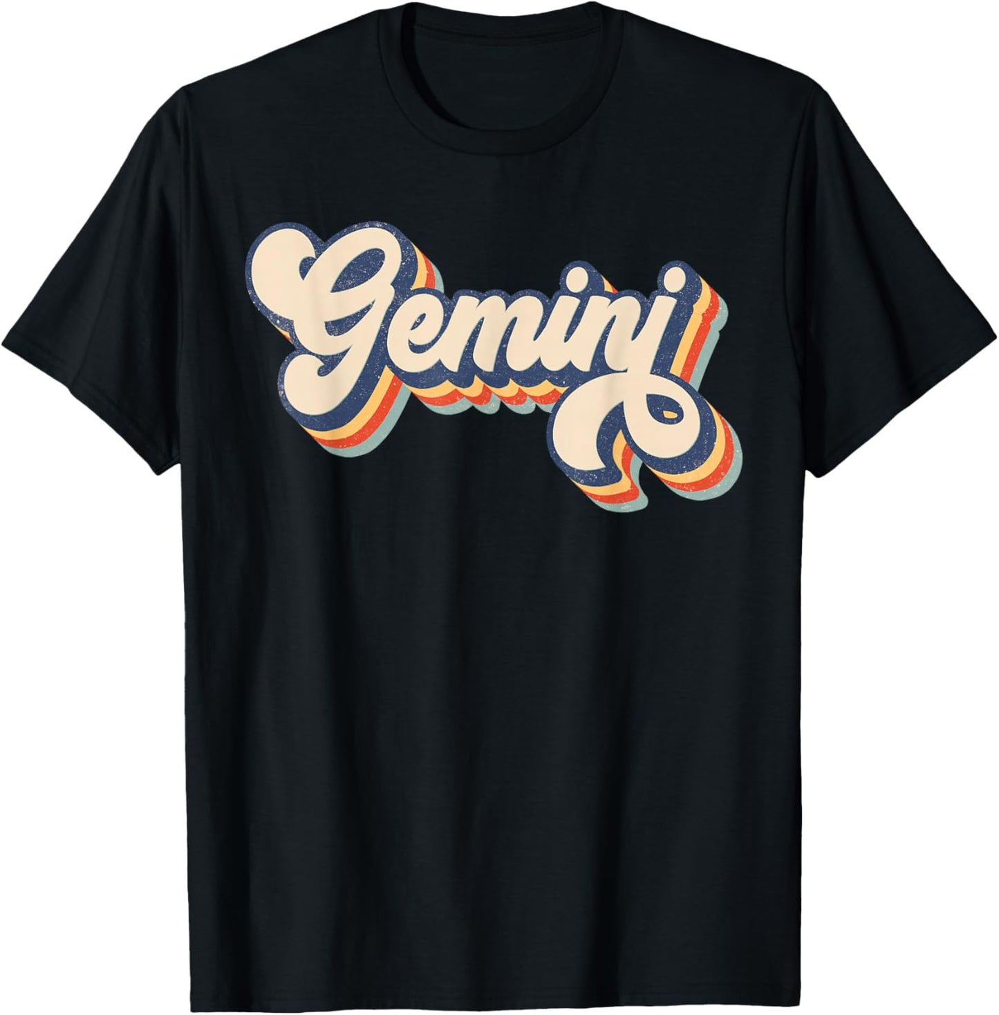 Gemini Retro Zodiac Sign May June Birthday T-Shirt - T-Shirt | Black
