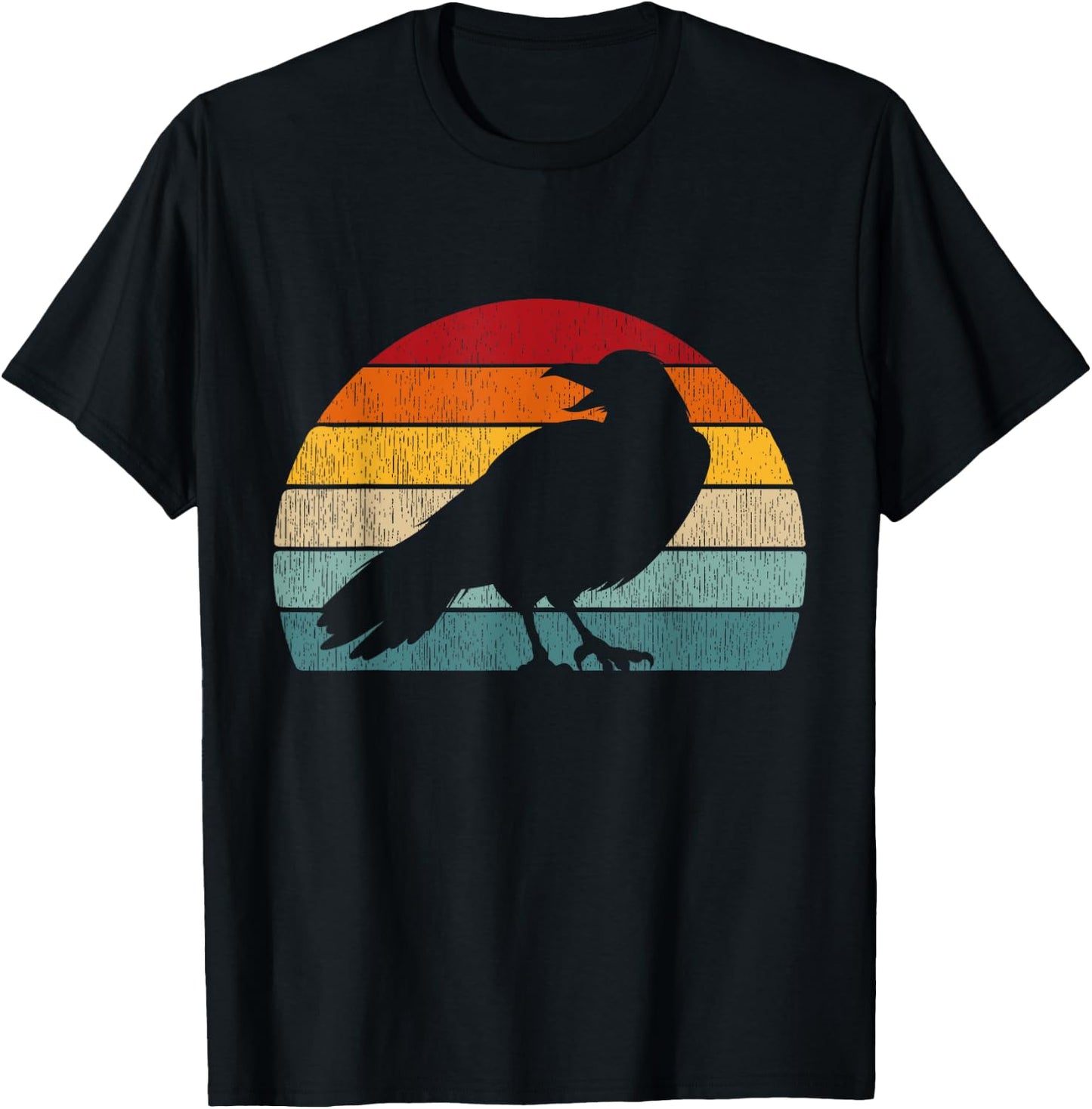 1980s Retro Crow Men Raven Merch Distressed Bird T-Shirt - T-Shirt | Black