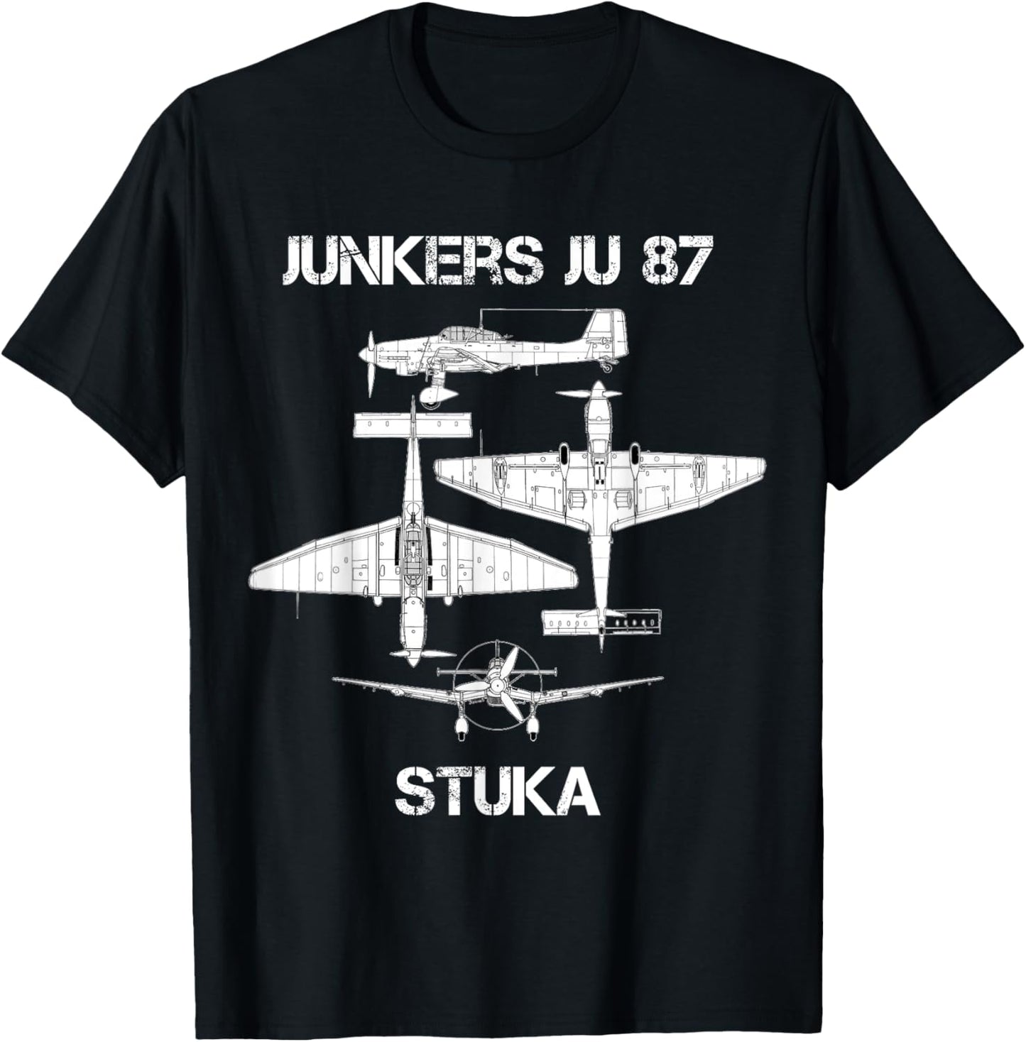 Junkers Ju 87 Stuka German WW2 Bomber Luftwaffe Airplane T-Shirt - T-Shirt | Black