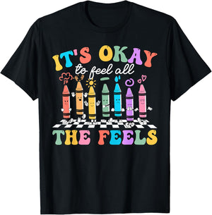It's Okay To Feel All The Feels Mental Health Awareness Kids T-Shirt - T-Shirt | Black