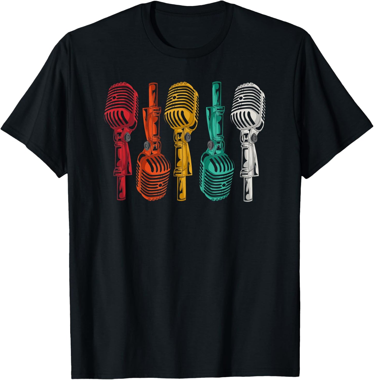 Karaoke Singer Retro Microphone - Funny Vintage Karaoke Gift T-Shirt - T-Shirt | Black
