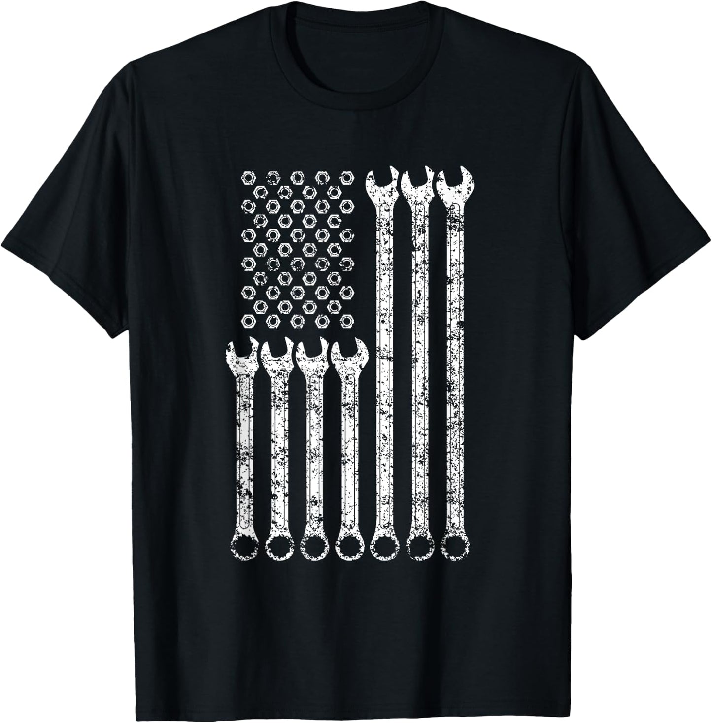 Flag USA Mechanic Wrenches Men Tools America T-Shirt - T-Shirt | Black
