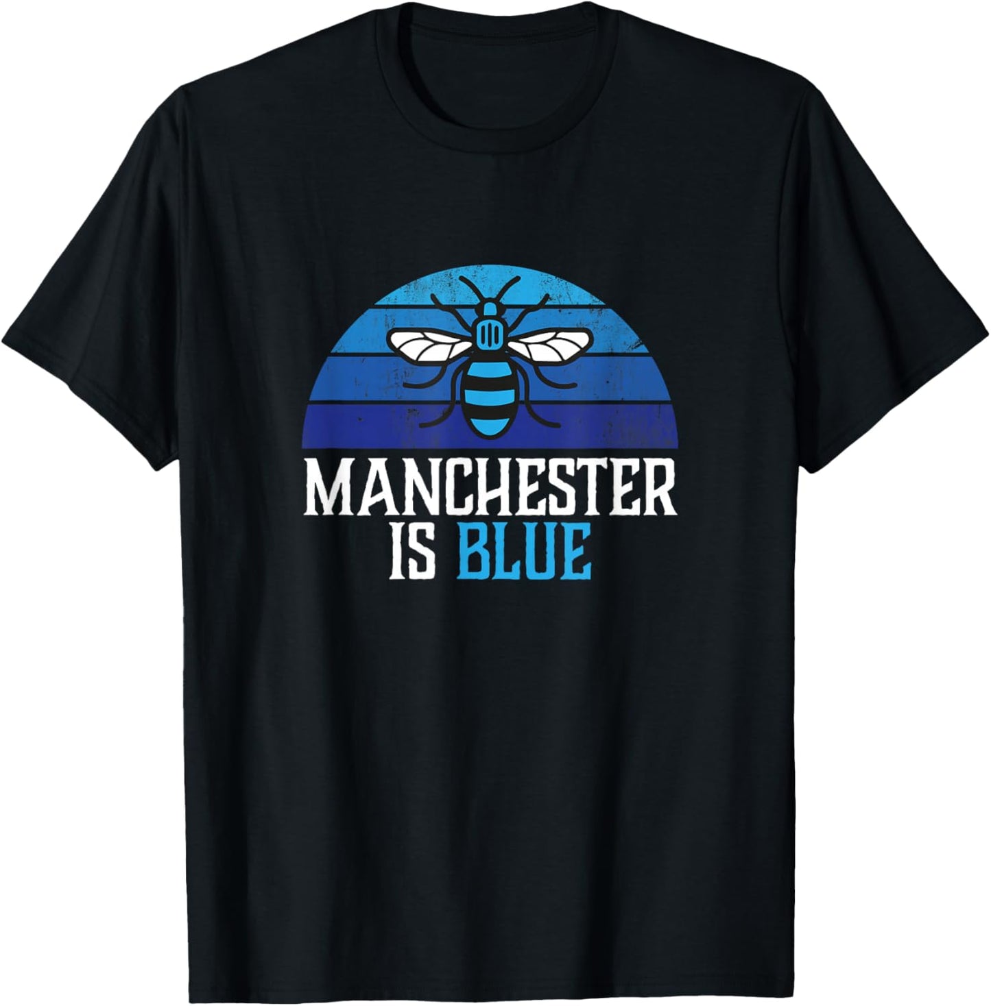 Manchester is Blue with Worker Bee and blue moon T-Shirt - T-Shirt | Black