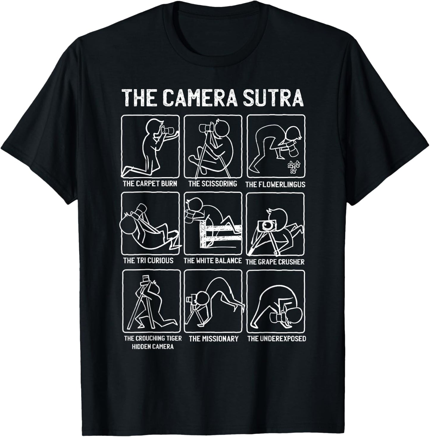 Funny Camera Sutra Gift T-Shirt - T-Shirt | Black