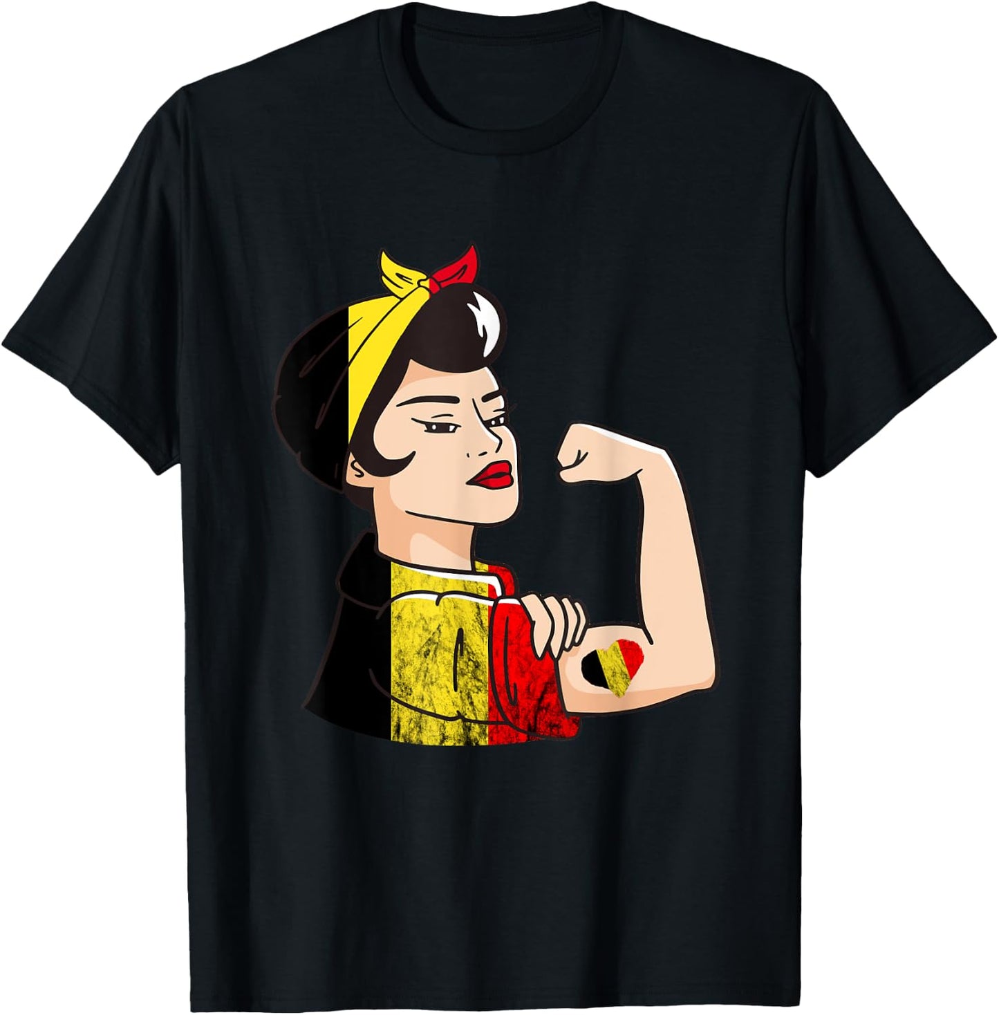 Belgian Woman Belgium Flag Belgian Roots Belgique Belgium T-Shirt - T-Shirt | Black