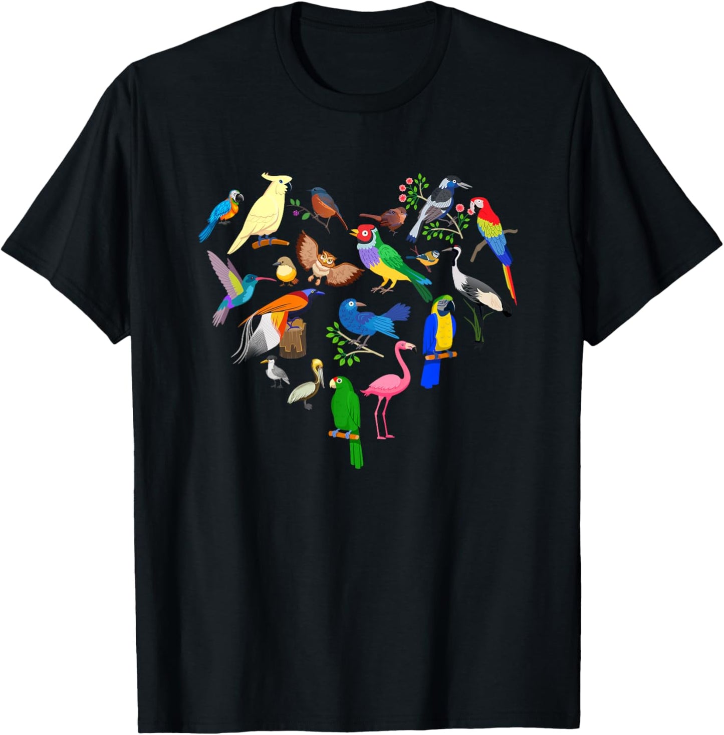 Birds Heart Birding Bird Watching Birder Cute Bird Lover T-Shirt - T-Shirt | Black