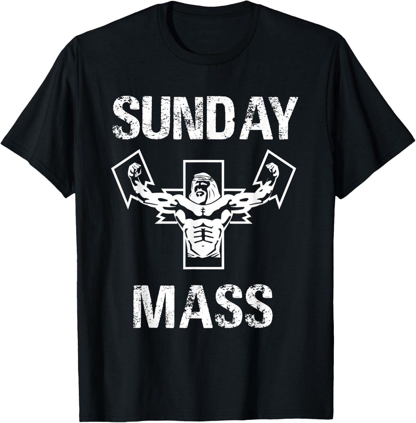 Sunday Mass - Jesus Gym Shirt T-Shirt - T-Shirt | Black
