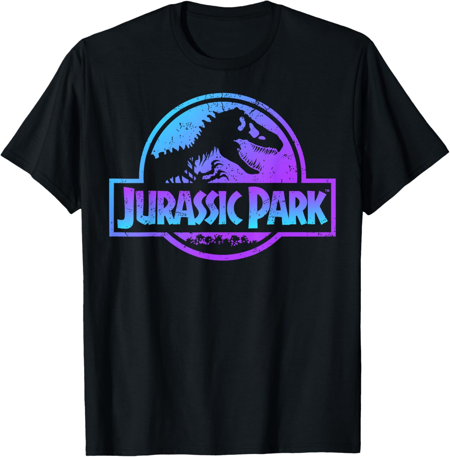 Fossil Logo Jurassic Park Blue Purple Gradient Fossil , Black, S T-Shirt - T-Shirt | Black