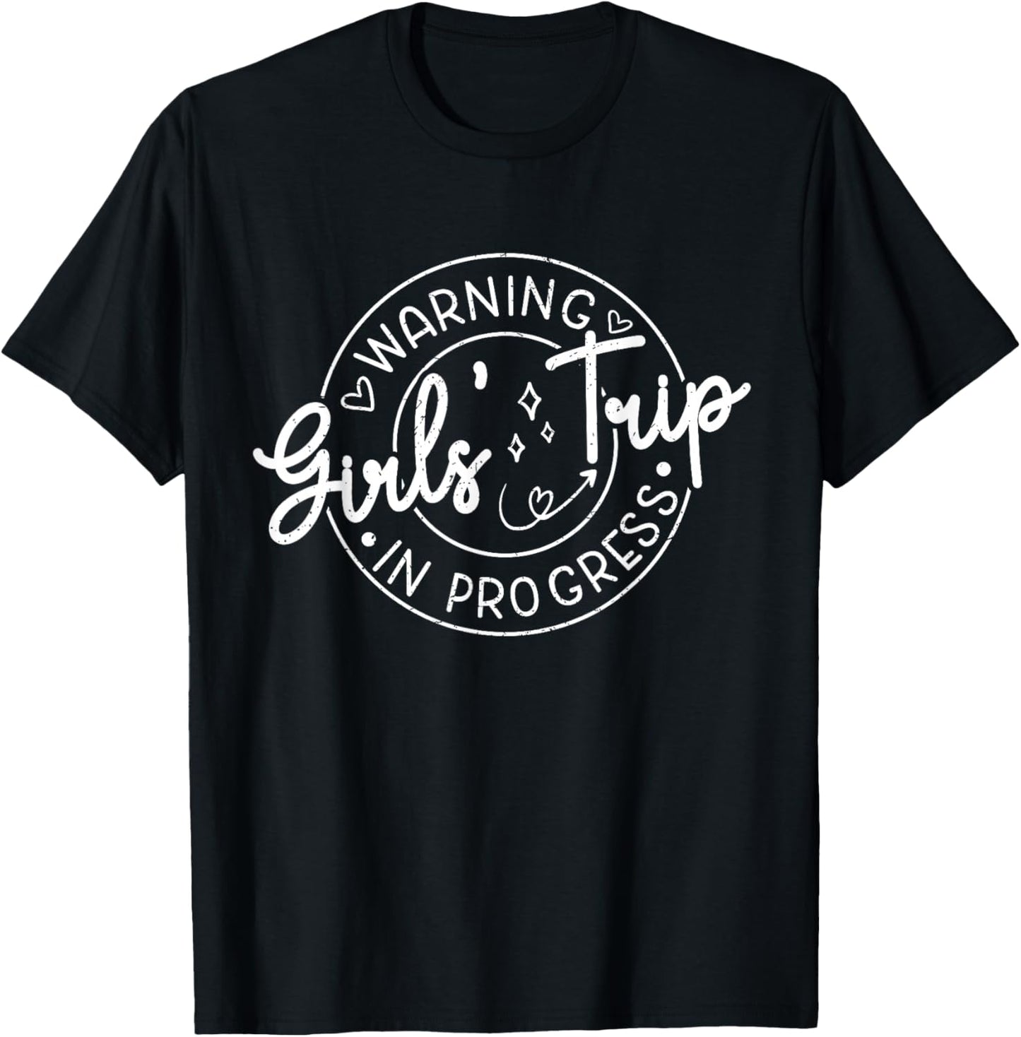 Women Vacation 2025 Warning Girls Trip in Progress Matching T-Shirt - T-Shirt | Black