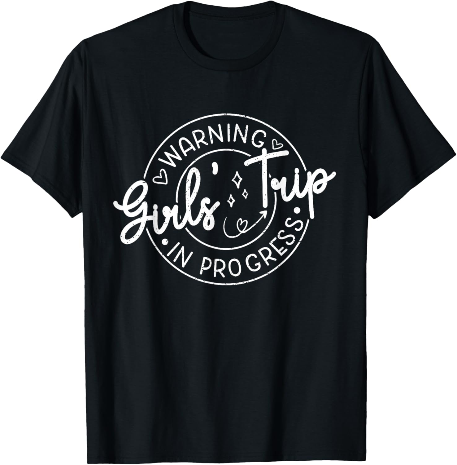 Women Vacation 2025 Warning Girls Trip in Progress Matching T-Shirt - T-Shirt | Black
