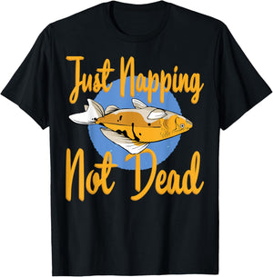 Funny Saying Just Napping Not Dead Fishe Graphic Fisherman T-Shirt - T-Shirt | Black