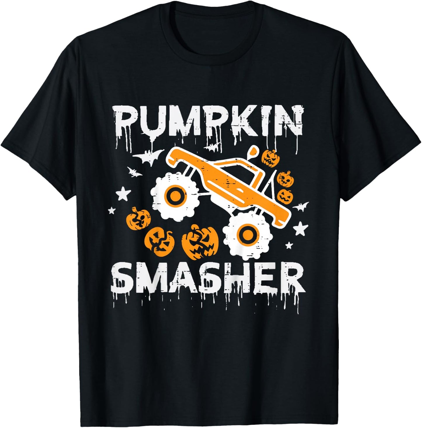 Kids Pumpkin Smasher Monster Truck Toddler Boys Halloween Kids T-Shirt - T-Shirt | Black