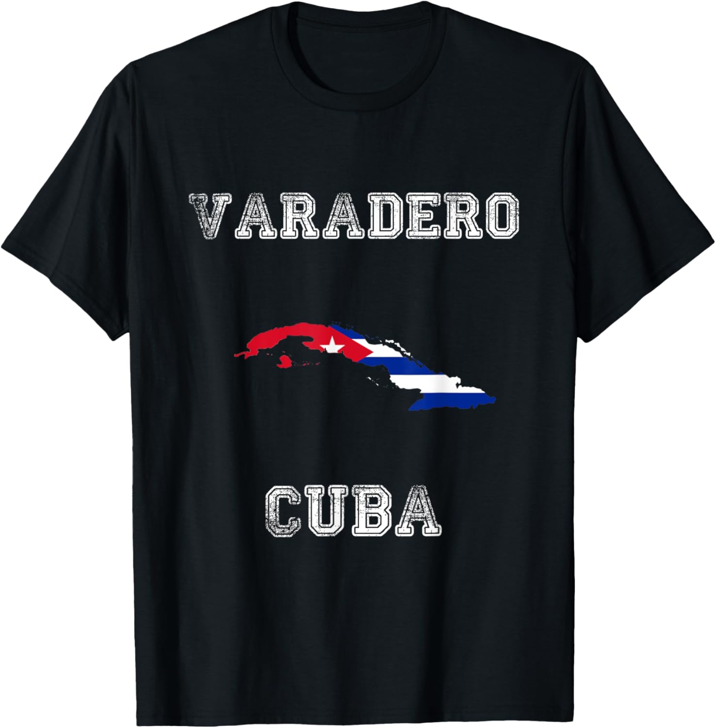 Retro Varadero Cuba Distressed Cuba Flag T-Shirt - T-Shirt | Black