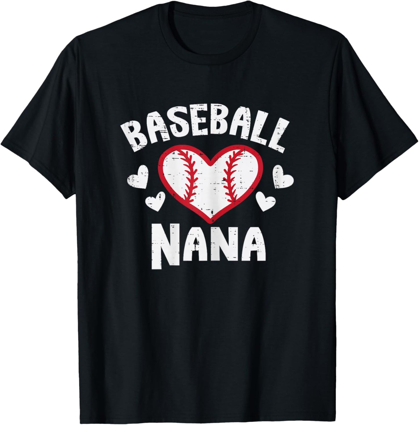 Baseball Nana Heart Family Matching Grandma Mimi Women T-Shirt - T-Shirt | Black