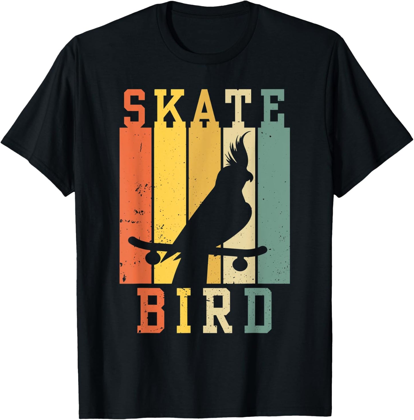 Skatebird Funny Parrot Skating T-Shirt - T-Shirt | Black