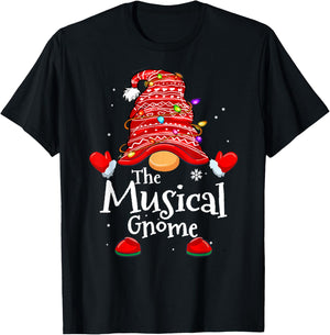 Musical Gnome - Xmas Family Matching Funny Christmas Gnomes T-Shirt - T-Shirt | Black