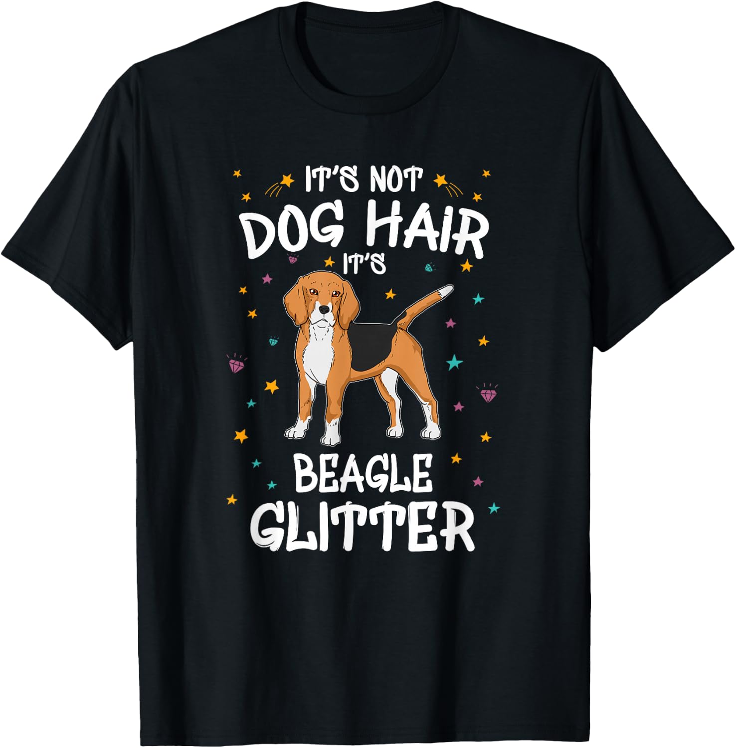 Beagle Glitter Dog Owner Gift Funny Dog T-Shirt - T-Shirt | Black