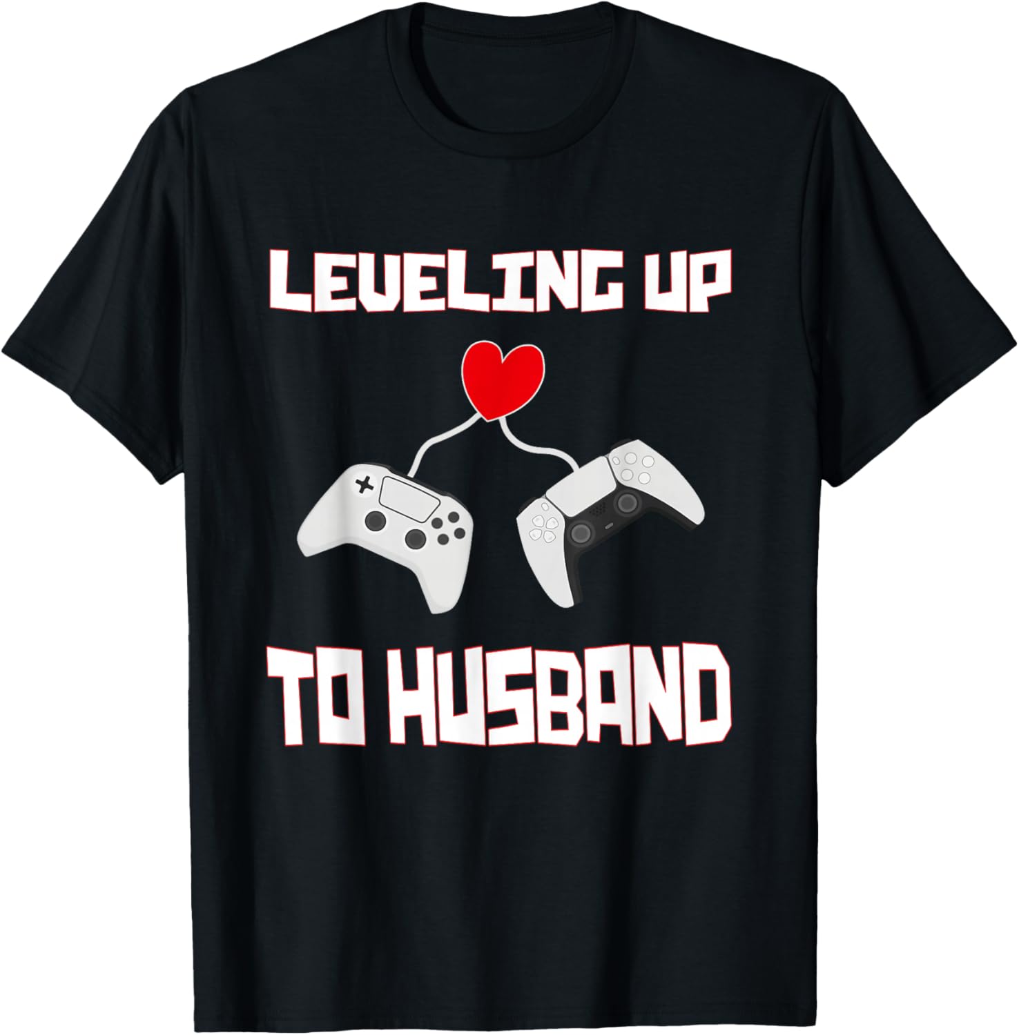 Leveling Up to Husband Groom Gamer Husband Marriage T-Shirt - T-Shirt | Black