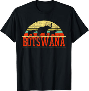Botswana Safari Elephant Vintage T-Shirt - T-Shirt | Black