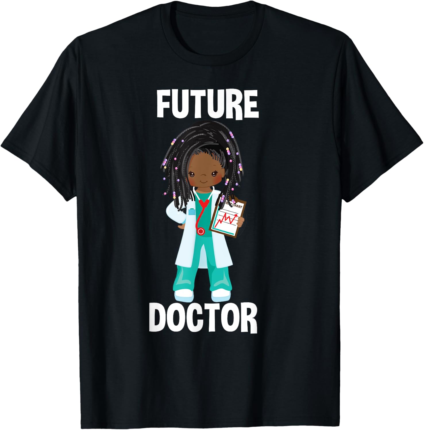 Future Doctor Costume Pretend Play African American Girls T-Shirt - T-Shirt | Black