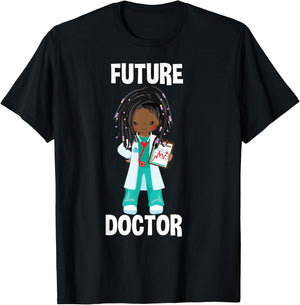 Future Doctor Costume Pretend Play African American Girls T-Shirt - T-Shirt | Black