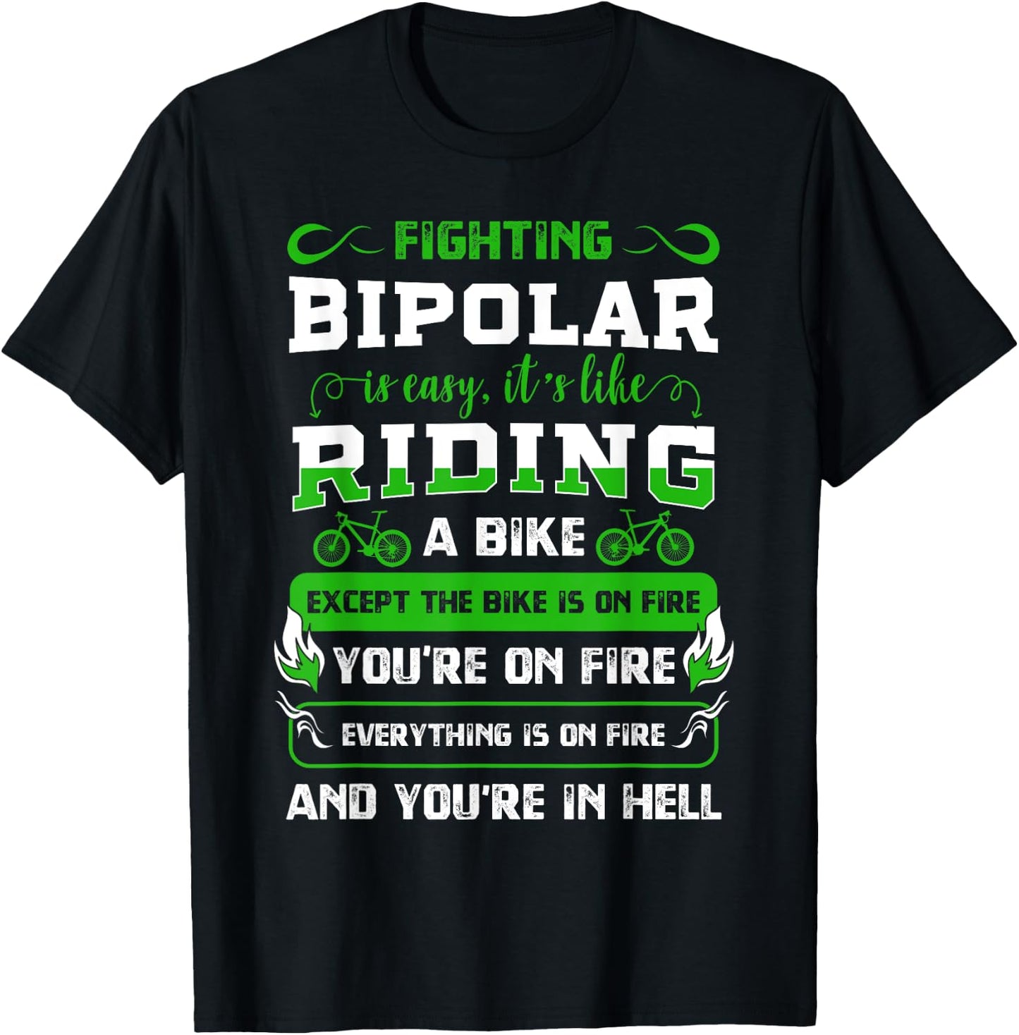 Bipolar Fighter Mania Mental Disorder Anxiety Psychosis T-Shirt - T-Shirt | Black