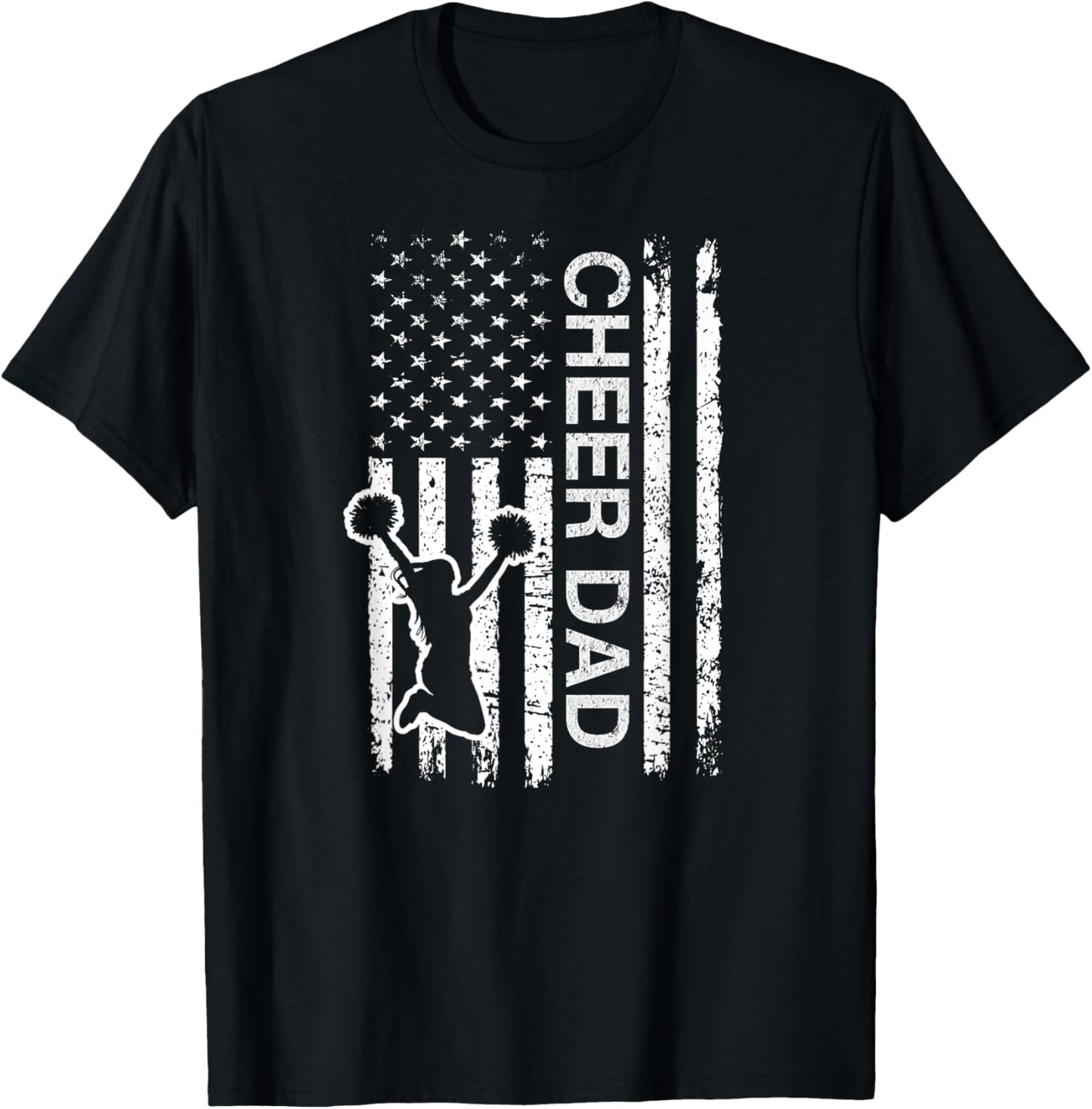 Cheer Dad Flag Royal Blue Cheerleading T-Shirt - T-Shirt | Black