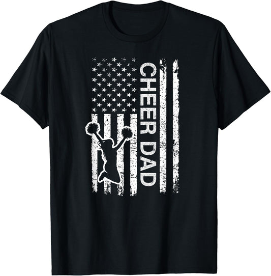Cheer Dad Flag Royal Blue Cheerleading T-Shirt - T-Shirt | Black