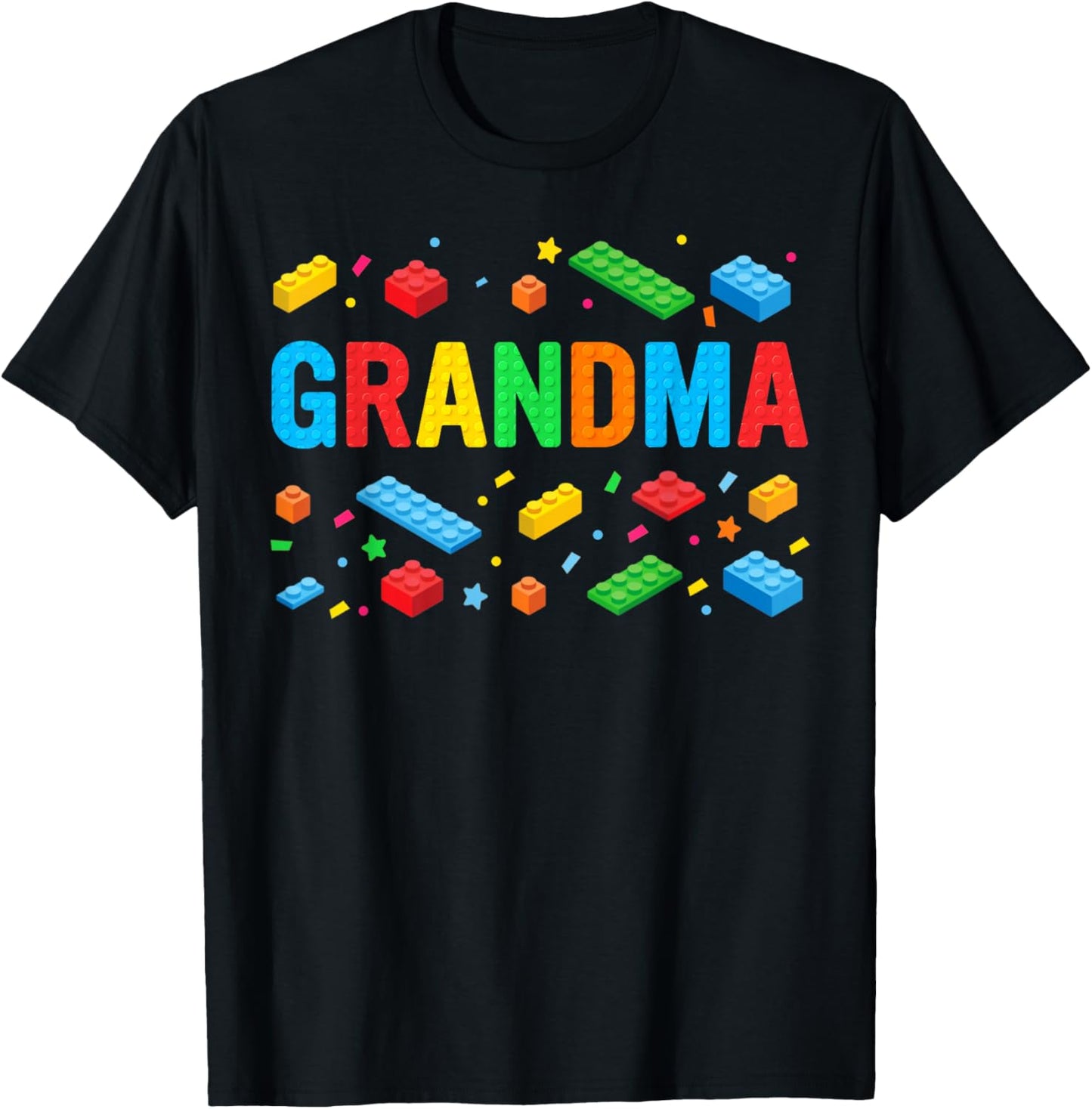 Grandma Master Builder Building Bricks Blocks Family Funny T-Shirt - T-Shirt | Black
