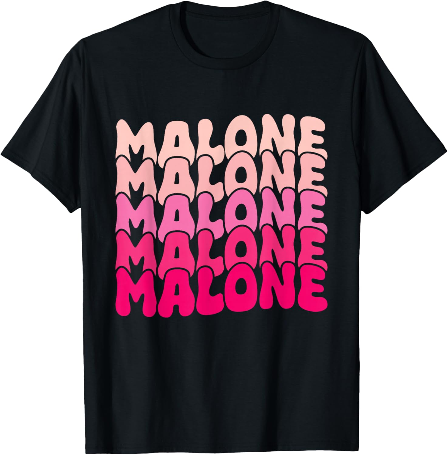 Retro Malone Girl First Name Boy Personalized Groovy 80's T-Shirt - T-Shirt | Black