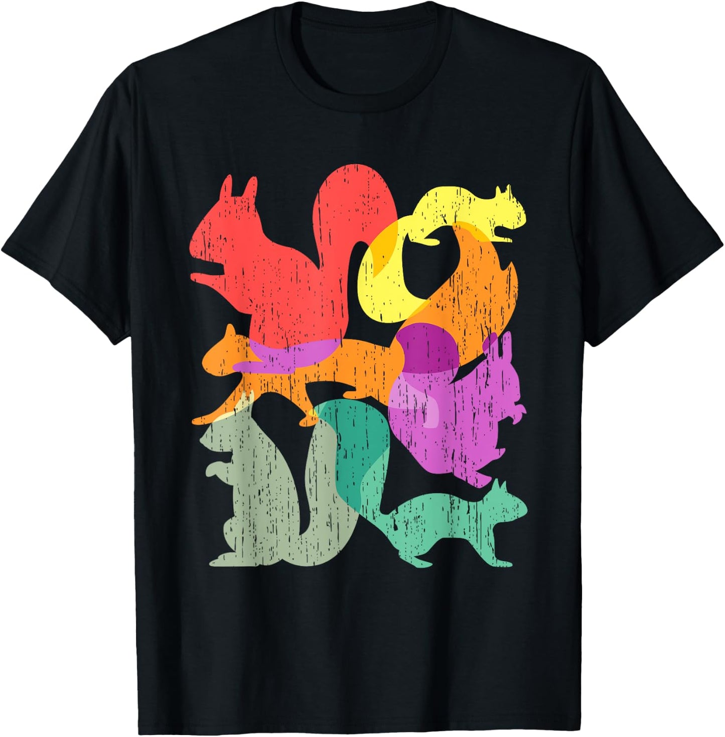 Vintage Squirrels Funny Forest Animal Rodent Lovers Outfit T-Shirt - T-Shirt | Black