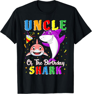 Uncle Of The Shark Birthday Family Matching Birthday Niece T-Shirt - T-Shirt | Black