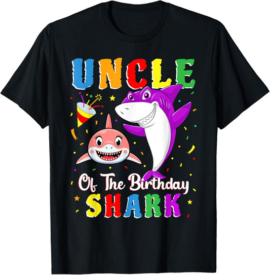 Uncle Of The Shark Birthday Family Matching Birthday Niece T-Shirt - T-Shirt | Black