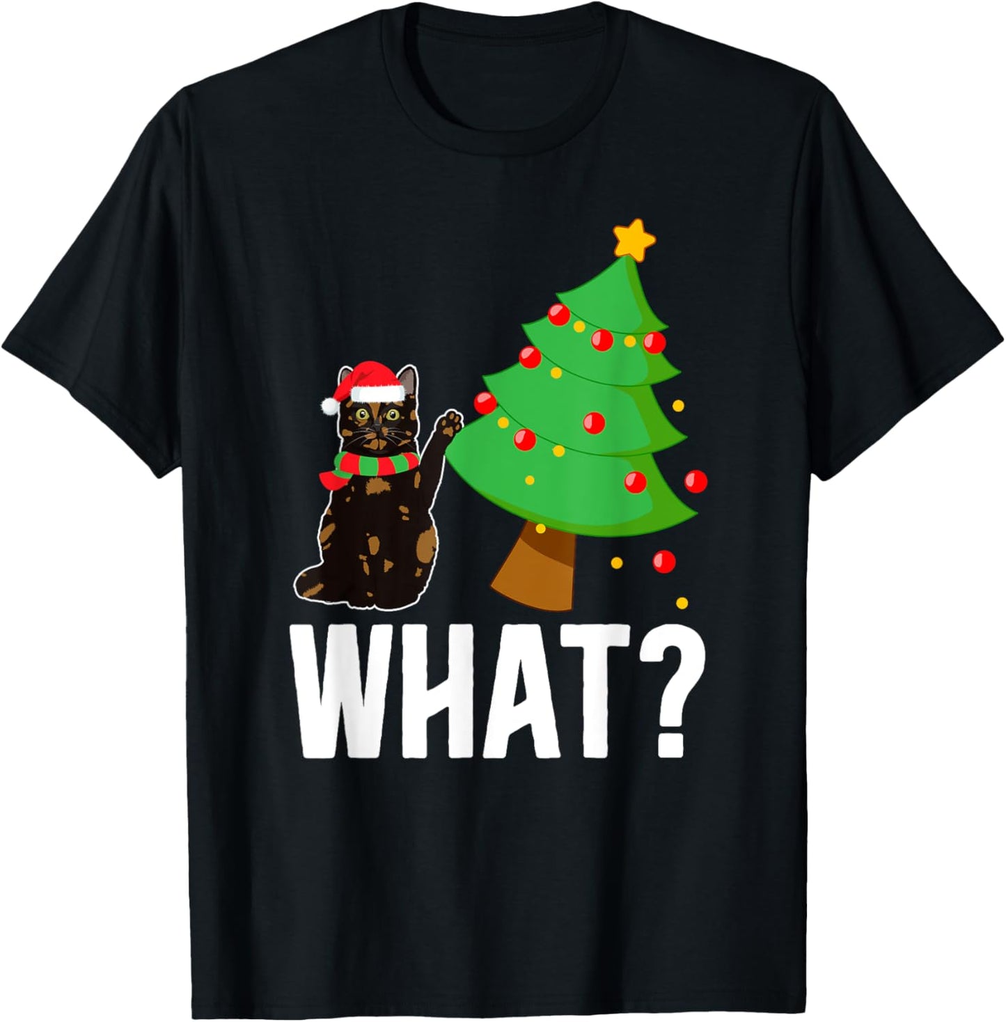 Xmas Tortie Cat Christmas Funny -Kids Tortoiseshell Cat Xmas Party T-Shirt - T-Shirt | Black