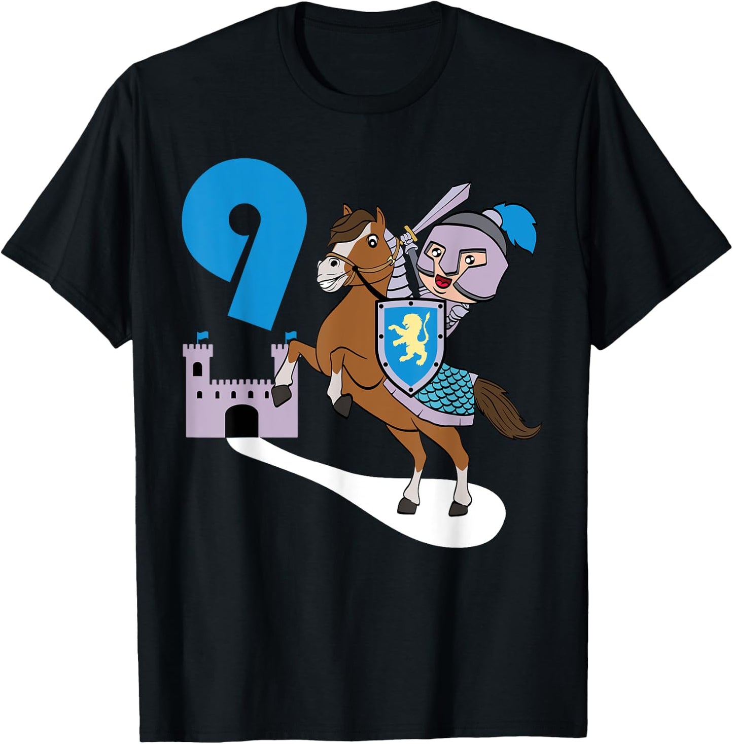 Children's Knight 9th Birthday Castle Armour Medieval T-Shirt - T-Shirt | Black