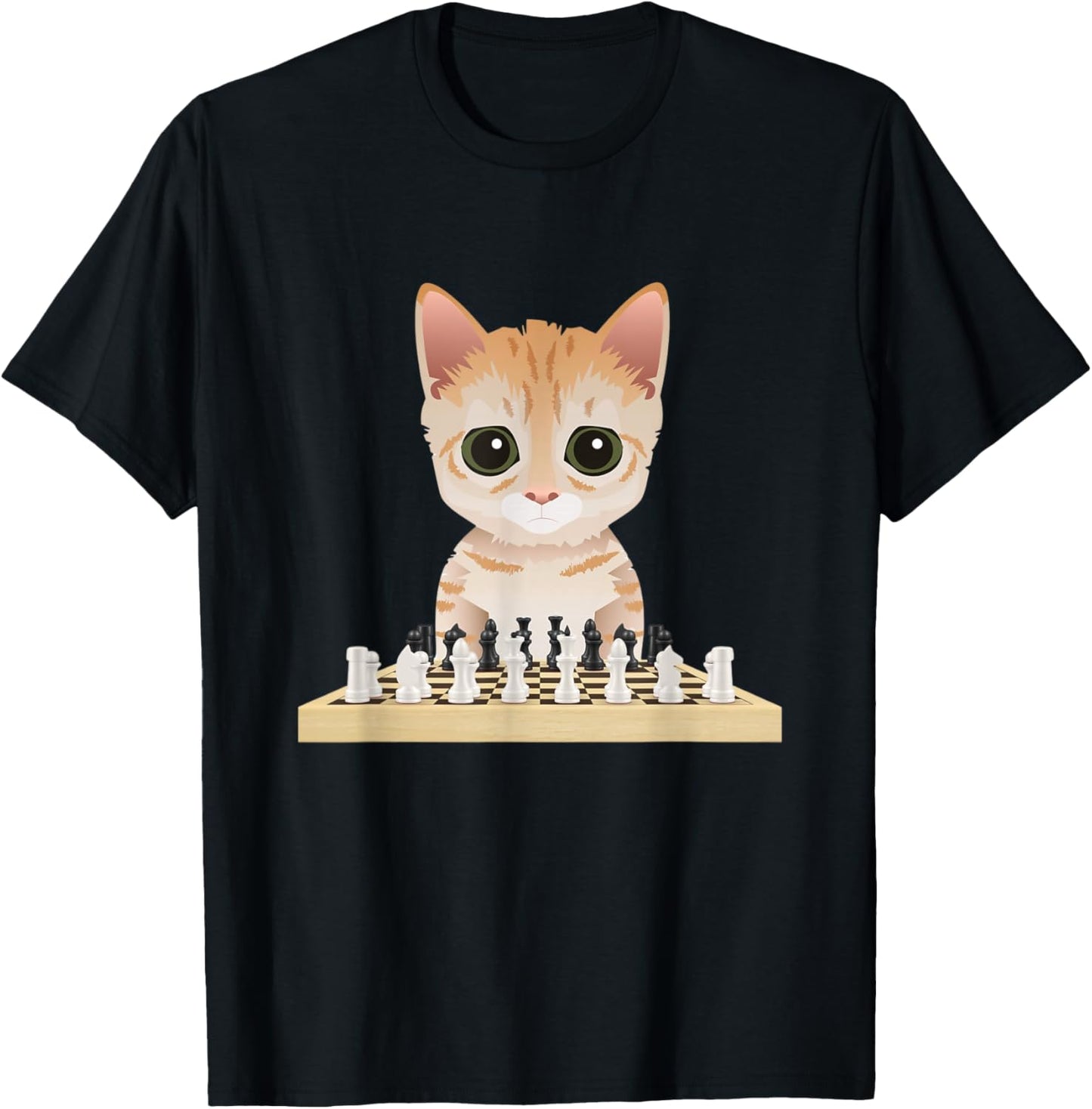 Mittens Cat Playing Chess Game T-Shirt - T-Shirt | Black