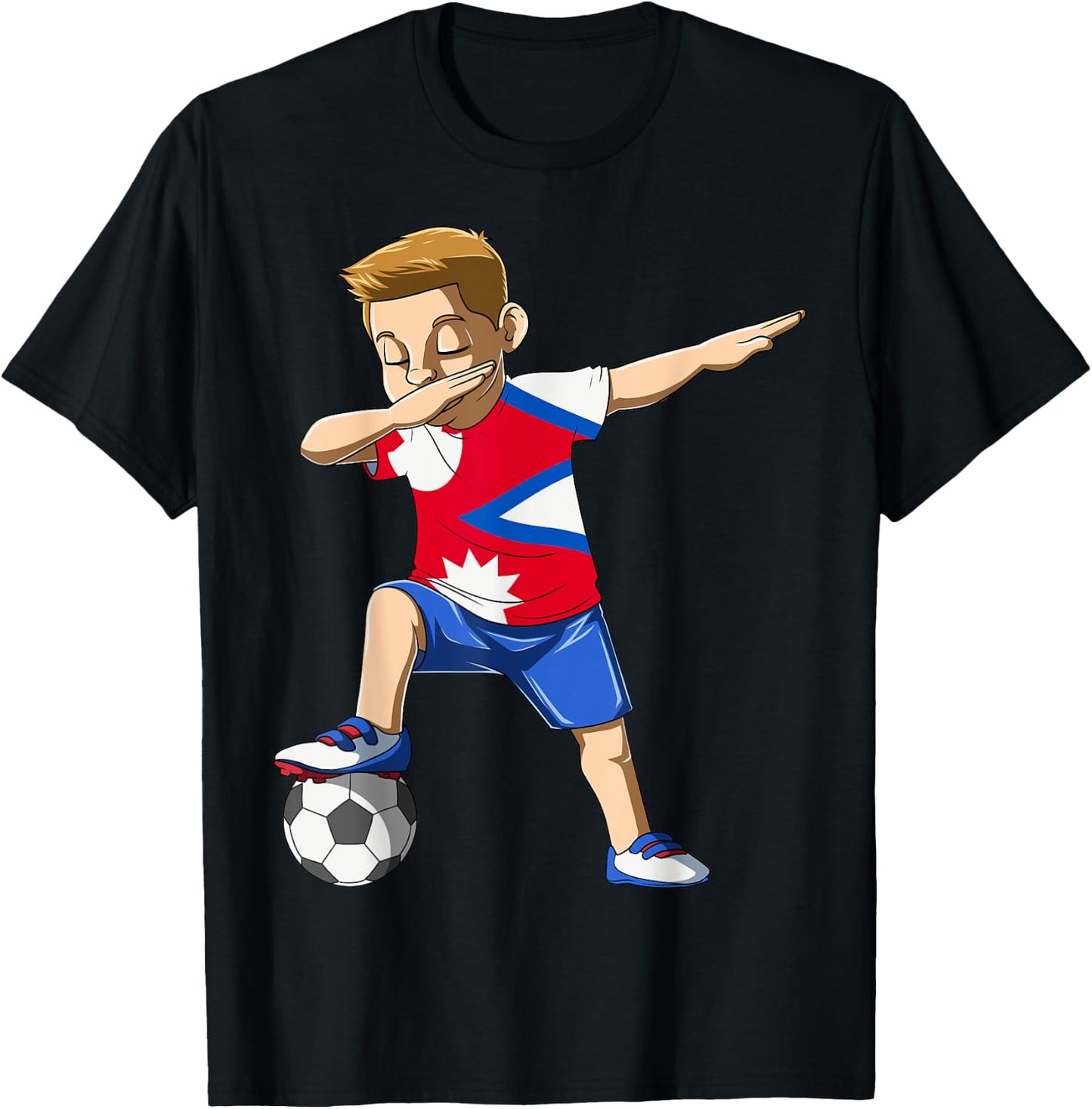 Dabbing Soccer Boy Nepal Jersey Nepalese T-Shirt - T-Shirt | Black