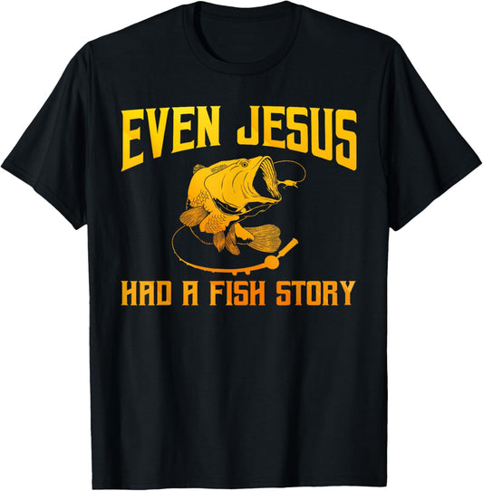 Funny Jesus Fish Art Women Fisherman Fisher Fishing T-Shirt - T-Shirt | Black