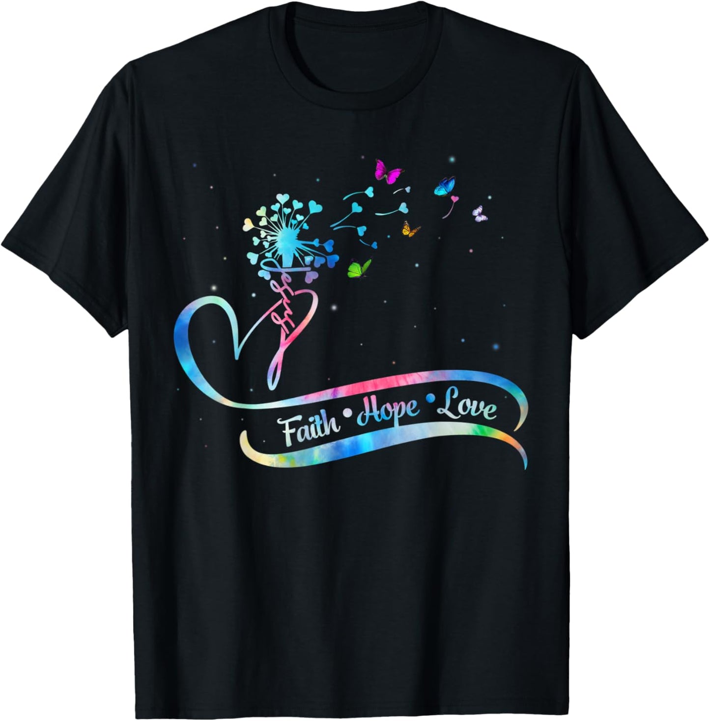 Women Trendy Religious Faith Hope Love Christian Jesus Gifts T-Shirt - T-Shirt | Black
