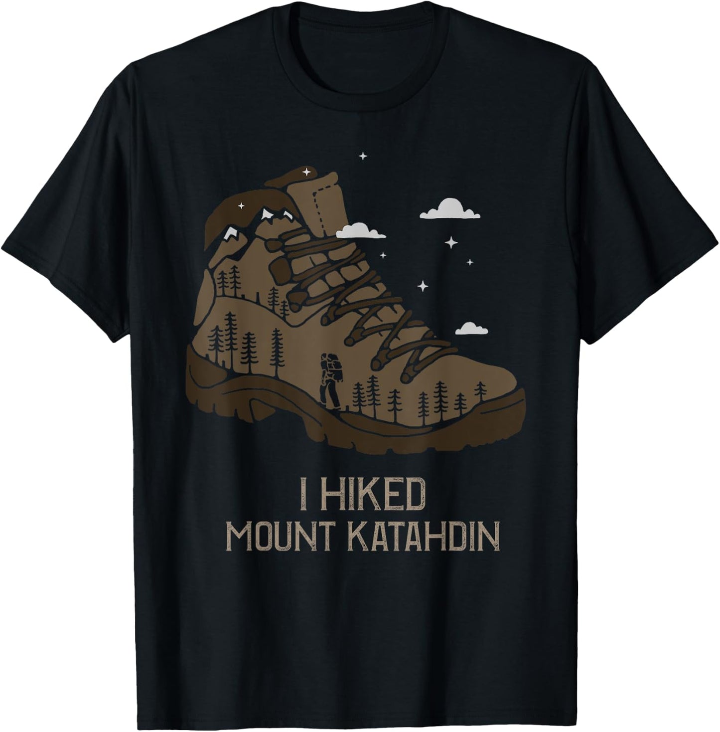 Vintage Mount Katahdin Camping Hiking Boot T-Shirt - T-Shirt | Black