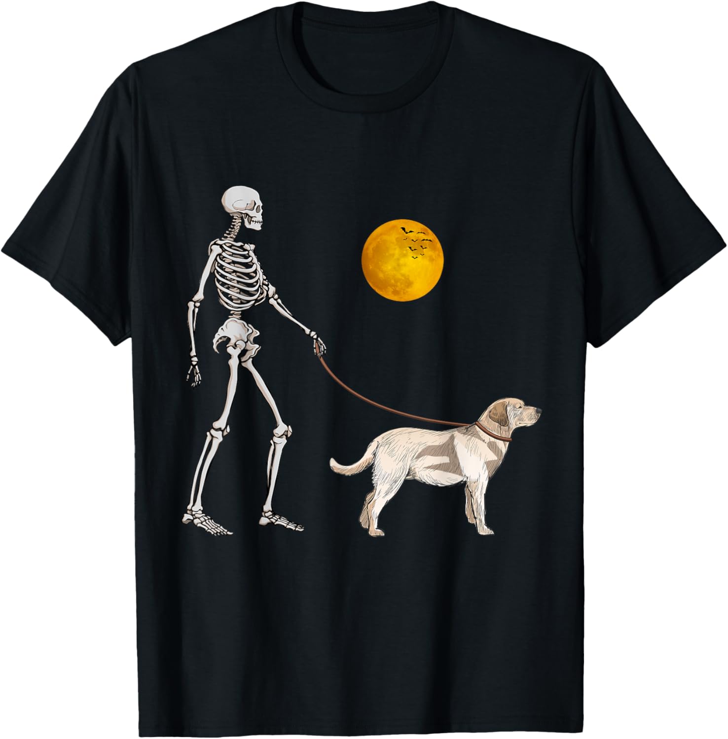 Labrador Retriever Skeleton Dog Walking Halloween Costume T-Shirt - T-Shirt | Black