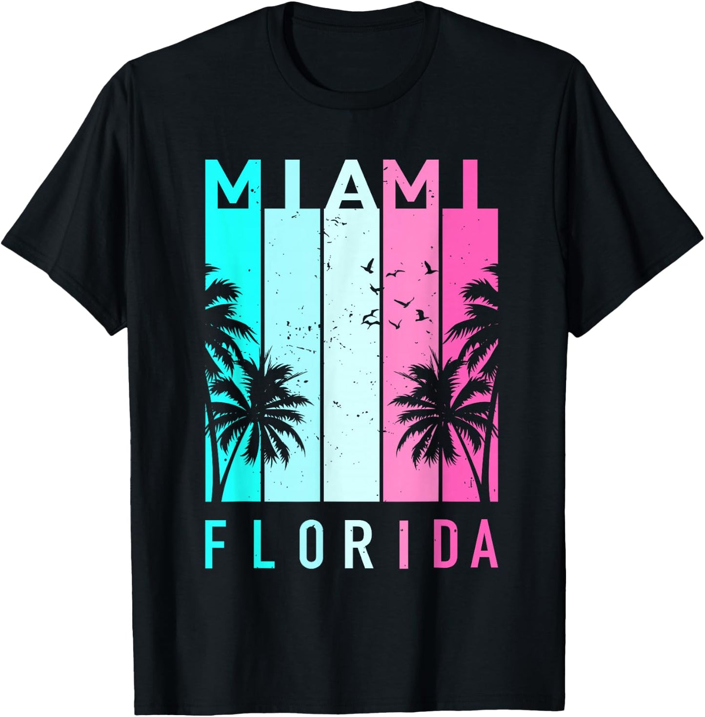 Retro Miami Florida Beach Souvenir Men Women Kids T-Shirt - T-Shirt | Black